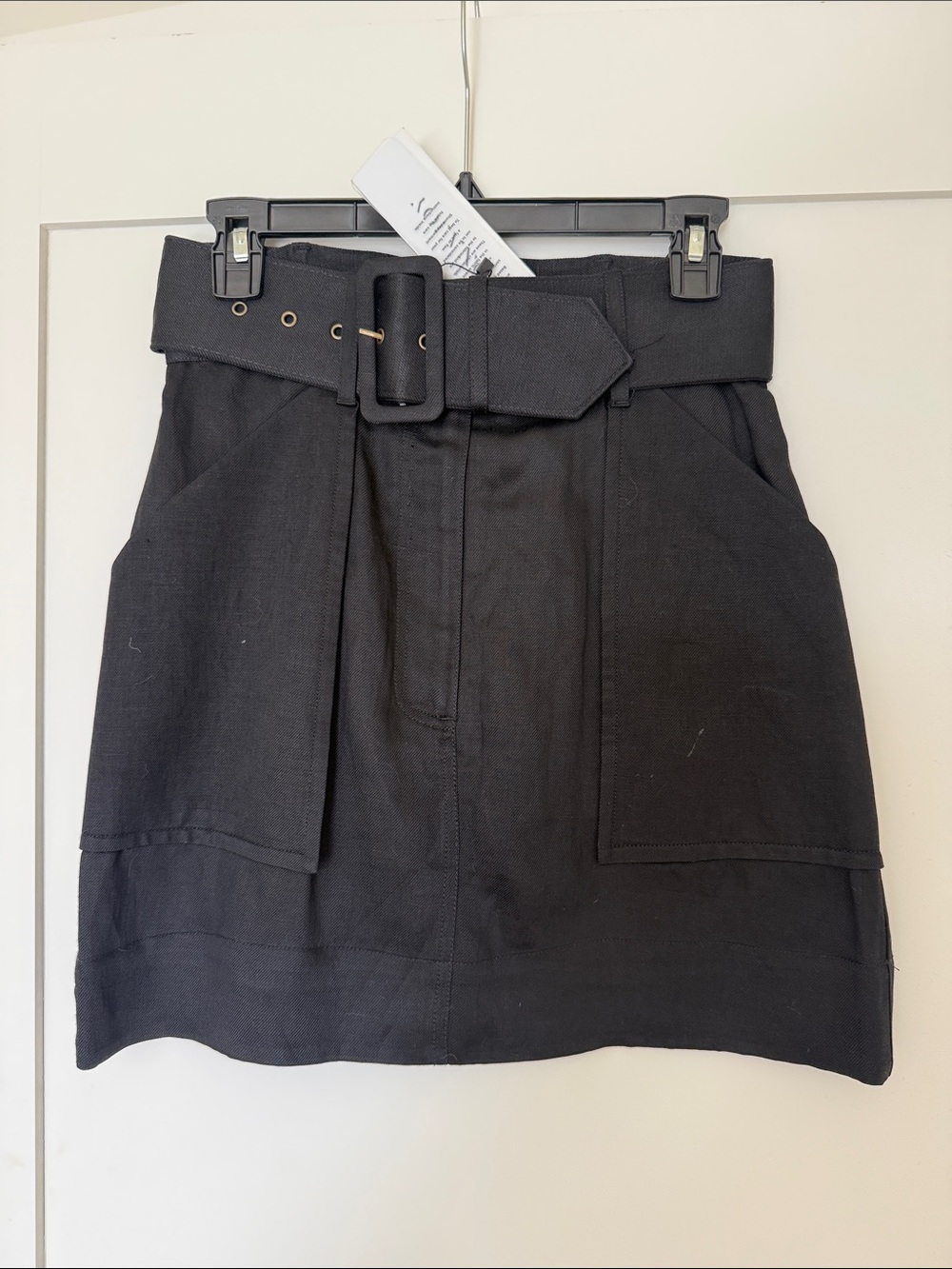 Shona Joy High-Waist Black Belted Mini Skirt